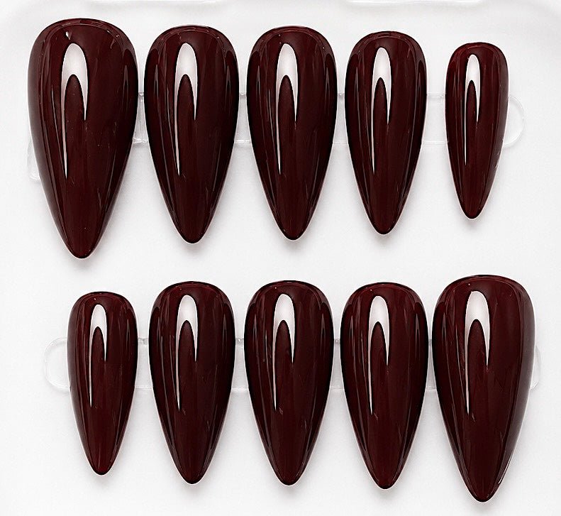 Eleanor handcrafted press-on nails in deep burgundy | Eleanor May Collective