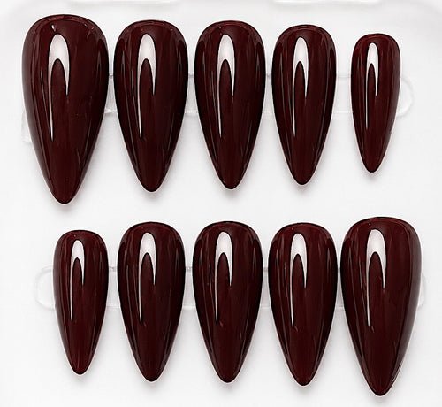 Eleanor handcrafted press-on nails in deep burgundy | Eleanor May Collective