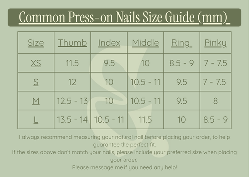Eleanor May Collective press-on nail size guide