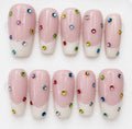 Mabel handcrafted press-on nails — natural with white French tips & gems | Eleanor May Collective