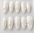 Pearl handcrafted press-on nails in white, chrome & pearl finish | Eleanor May Collective